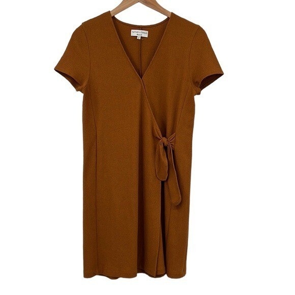 Dresses & Skirts - Texture & Thread Dress‎ Womens Small Orange Short Sleeve True Wrap Side Tie